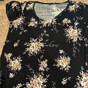 Floral Black Top